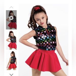 Weissman showtime “confetti” dress with checkered sequin vest - size MC (10/12)